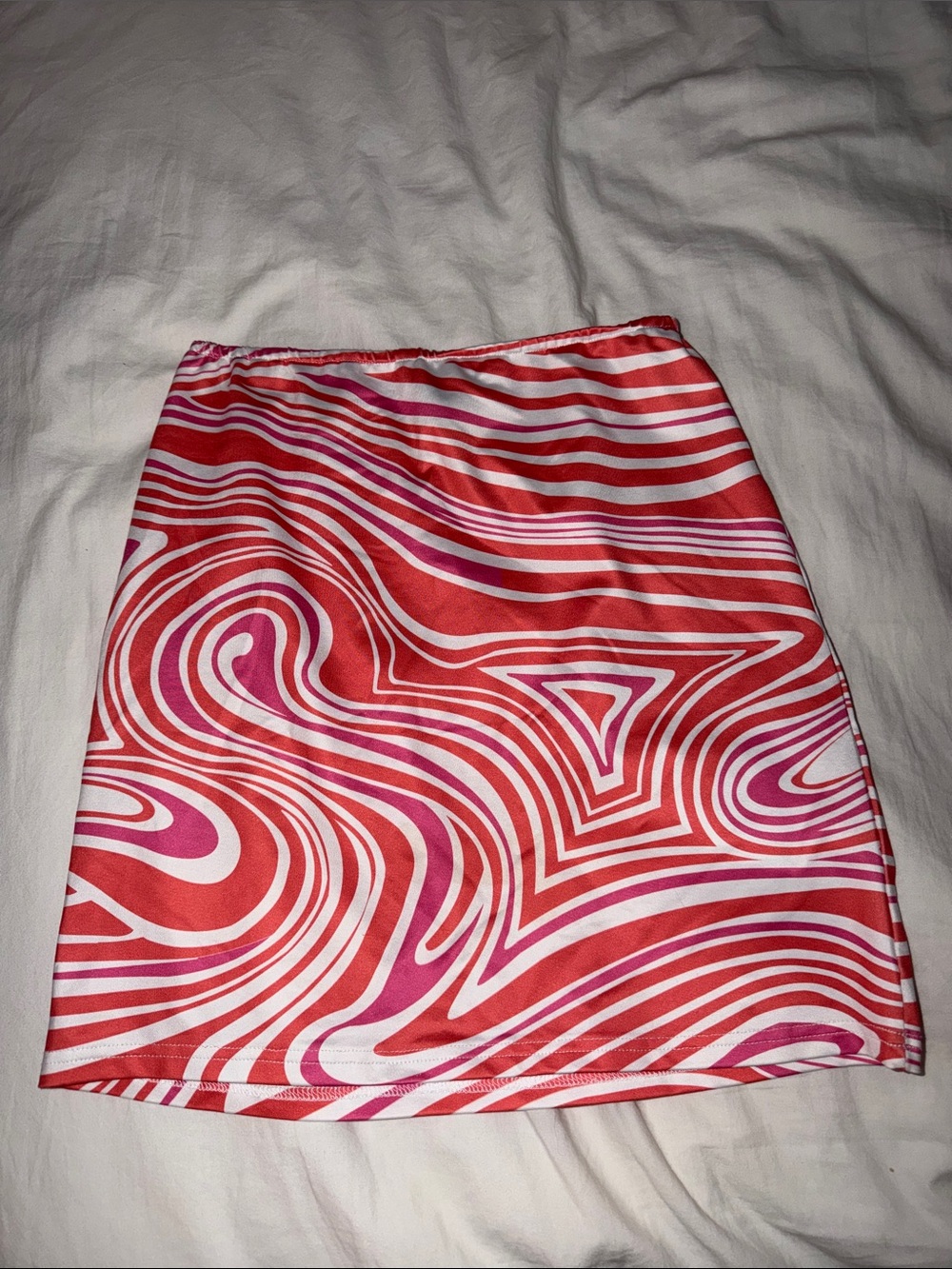 SHEIN Pink & Red Swirl Print Mini Skirt